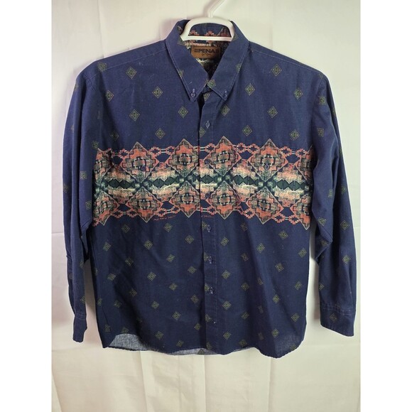 Vintage XXL Peña by Roper Western Shirt Southwest Yaqui Native Print - Picture 1 of 7